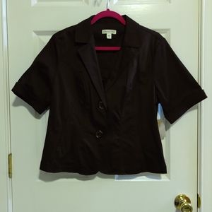 New Ladies, Coldwater Creek Brown Two Button Solid Jacket, 14